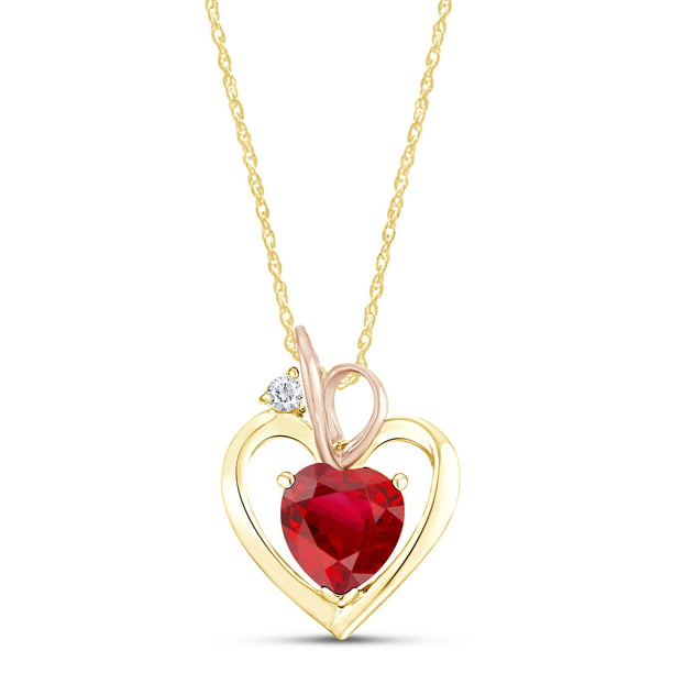 Wishrocks 14K Yellow Gold Over Sterling Silver Heart Cut Bezel Set Solitaire Heart Pendant Necklace 